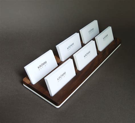 business card holder on desk